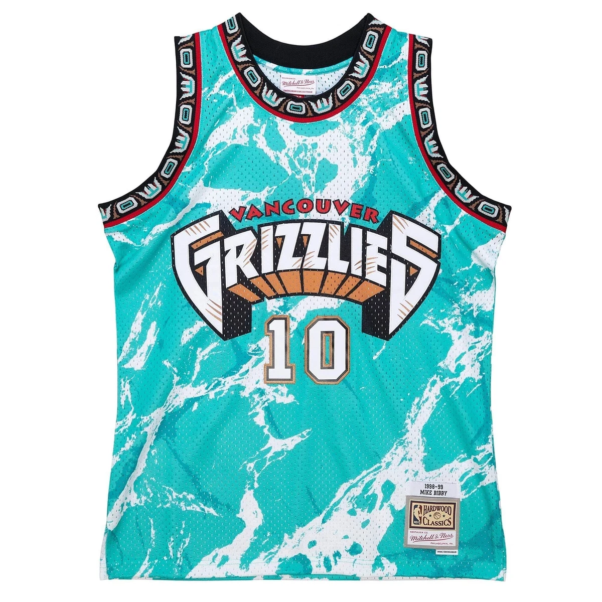 Mitchell & Ness Mike Bibby Vancouver Grizzlies Black Teal Hardwood Classics Swingman Jersey