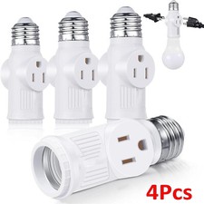 4Pcs 2/3 Prong Light Socket Adapter, E26/E27 Light Bulb Outlet Adapter Converter