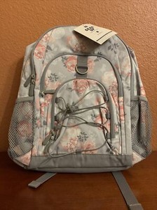 grey floral backpack