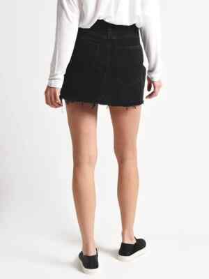 AGOLDE Black Cult Quinn Denim Mini High Rise Skirt Size:24