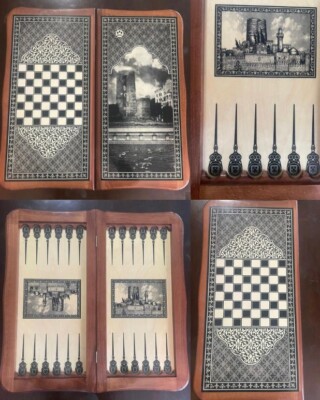 VTG Traditional Azerbaijan Backgammon Нарды Hand Work Wooden Handmade OOAK
