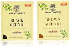 2X Vagad  s Khadi Black, Brown Mehndi For Shiny Hair With Heena 100gm
