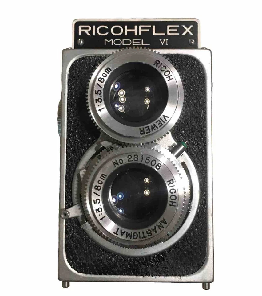 Cámara TLR de película Ricoh Ricohflex modelo VI 6x6 de colección con estuche de lentes dobles F3,5 de 8 cm Foto 3 de 4