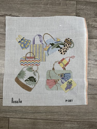 ROSALIE PETERS Handpainted Needlepoint Canvas Handbags Bags Pillow Design 13ct - Picture 9 of 9