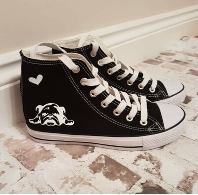 Custom Personalised Converse Style Shoes Hightop Bulldog Trainers