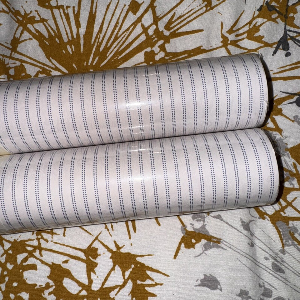 Laura Ashley Vintage Wallpaper 1994 90s Candy Stripe Sapphire White 2