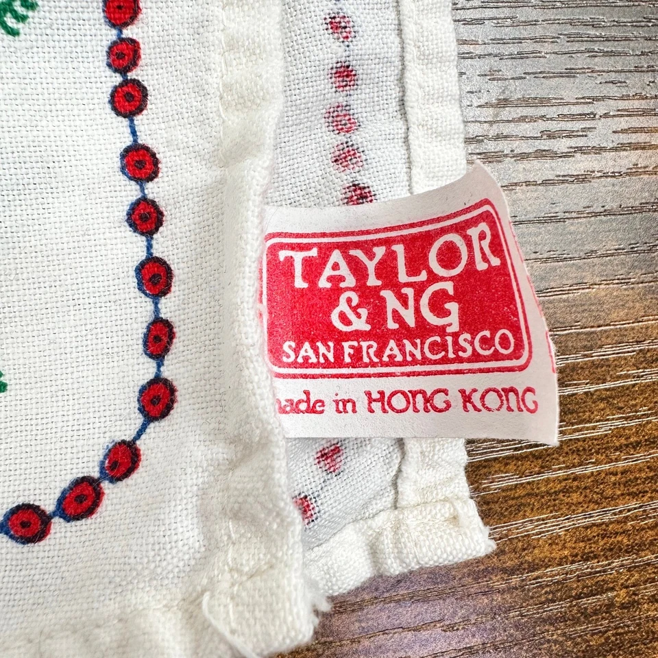 Toalla de cocina navideña Taylor & Ng 1980 de colección unicornio Joyeux Noel rojo verde Foto 4 de 4