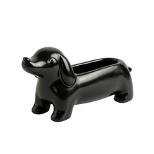 Dackelfigur mit Pflanzschale tierf&ouml;rmig Hundefigur mit Pflanz&ouml;ffnung kompakt