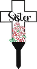 Buoonyer Sister Memorial Graves Markers Cemetery Decorations, Metal Cross Stakes