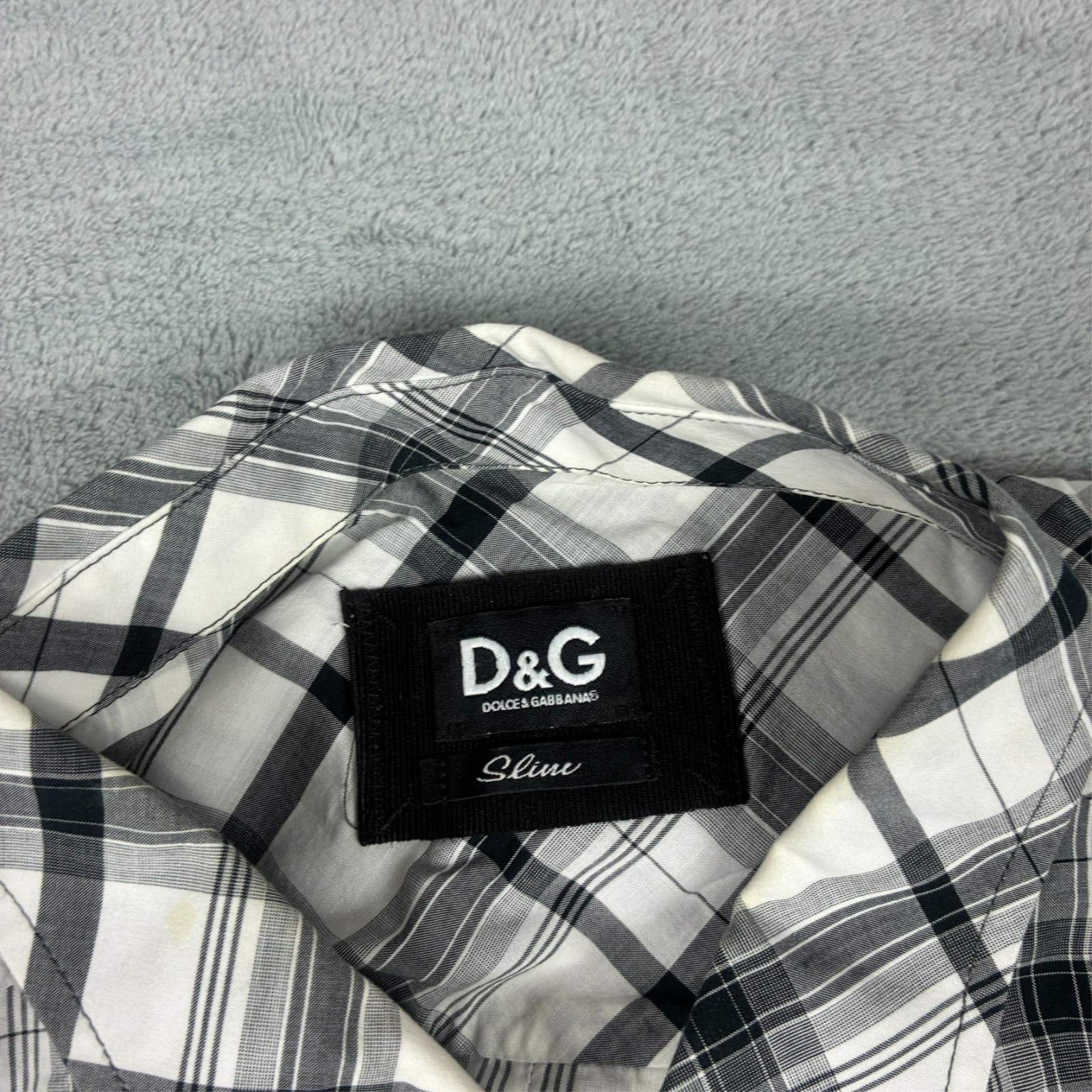 Vintage Dolce & Gabbana 2000's Black White Tartan Check Sz 54 / Large Shirt image 4