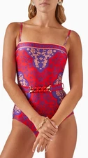 ZIMMERMANN Raie Belted Printed Swimsuit- Size 1 AUS 10 US 6 RARE