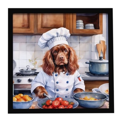 Caroline's Treasures Sussex Spaniel The Chef Framed Metal Print DAC6331MFP88