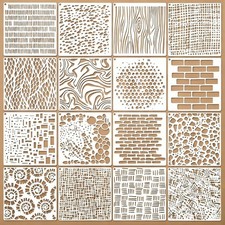 16 Pcs Geometric Stencils Reusable Abstract Layering Templates for Painting