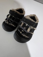 KEEN Toddler Hook Loop Outdoor Sneaker Faux Fur Lined Leather Black US 7