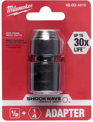 Milwaukee 48-03-4410 Shockwave 1/2'' Square to 1/4'' Hex Adapter
