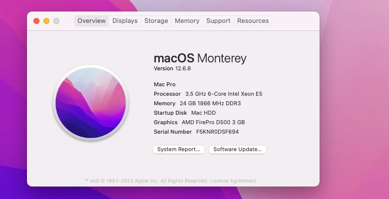 2013 Apple Mac Pro A1481 MD878LL/A 6-Core Xeon E5 3.5Ghz D500 24GB 1TB Monterey - Image 3 of 4