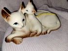 Vintage Hull Art Pottery Ceramic Siamese Cat With Kitten Planter #63