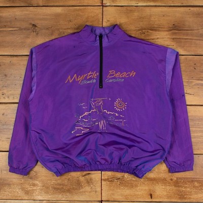 Vintage Jolie Golf Windbreaker Jacket XL Mens 80s Purple Nylon Pullover 1/4 Zip