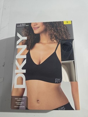 DKNY Women's 2-Pack Seamless Bra, Black / Ivory, Size S