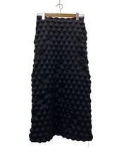 ISSEY MIYAKE Long Skirt, Size 3, Polyester, Black, Solid Color, IM03FG083, Ball