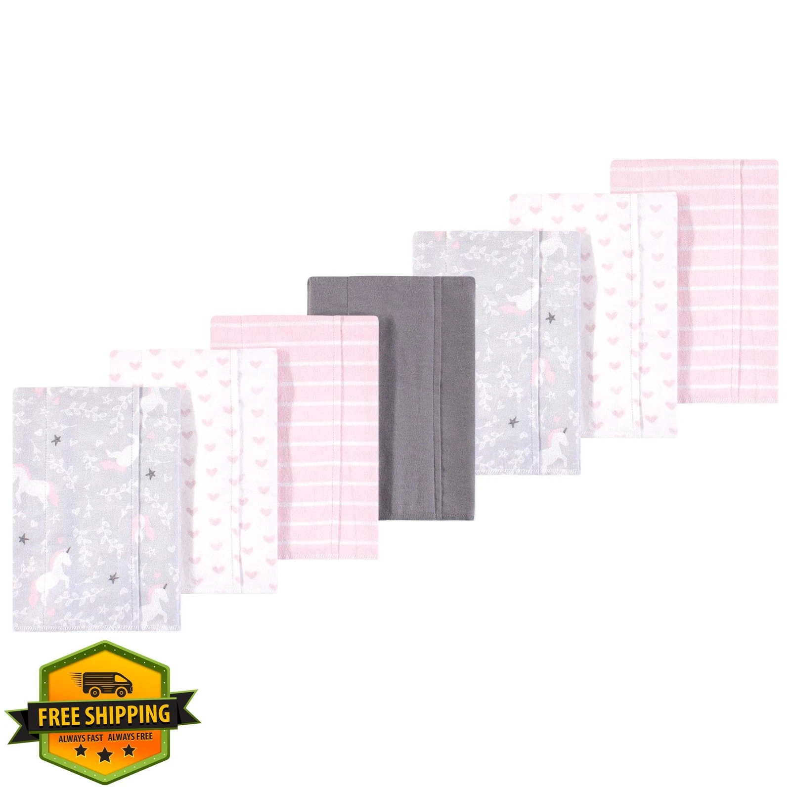 Luvable Friends Burp Cloths 7pk Unicorn