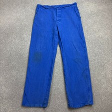 VINTAGE French Trousers Adult 36x30 Blue Workwear Chore Distressed Utility Mens