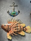 vintage metal nautical beach decor wall art lion fish anchor with crab — photo 1