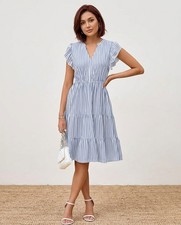 Floral Tiered Midi Sundress Casual Summer V Neck Dress with Pockets...