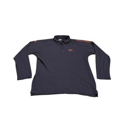 Helly Hansen Mens Long Sleeve Quarter Snap Polo Shirt Hydropower Navy Blue XL