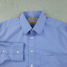 Roundtree Yorke Gold Label Dress Shirt Mens 15.5 Blue Non Iron Cotton