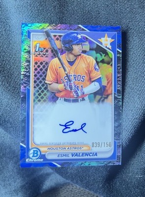 Topps 2024 Bowman Chrome Esmil Valencia Auto #39/150 Astros #CPA-EVI Rookie!