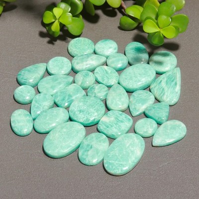 29 Pcs 490 Cts Natural Amazonite Cabochon Loose Gemstone 20X33-15X15mm #R-12506