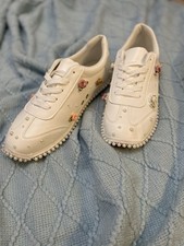Women  s White Rhinestone Wedding Shoes   Elegant for Bride or Guest- Size 10.5