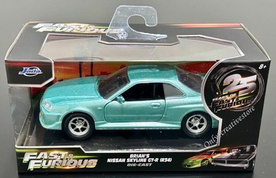 Jada Fast And Furious Brian's Nissan Skyline GT-R R34 Turquoise 1:32