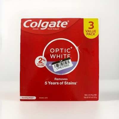 Colgate Optic White Advanced Toothpaste 3 Value Pack New