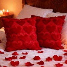 Valentines Pillow Covers 18x18 Inch Set of 2,Red Pillow Covers Soft Heart