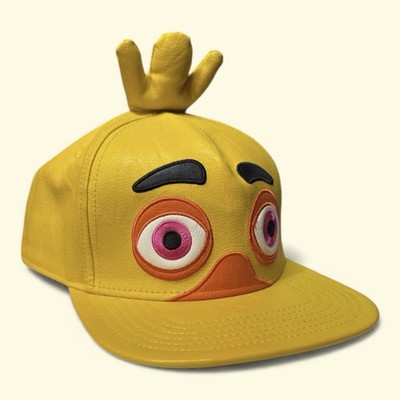 Five Nights at Freddy s Chica Hat 3D Plush Snapback Yellow Faux Leather FNAF Cap