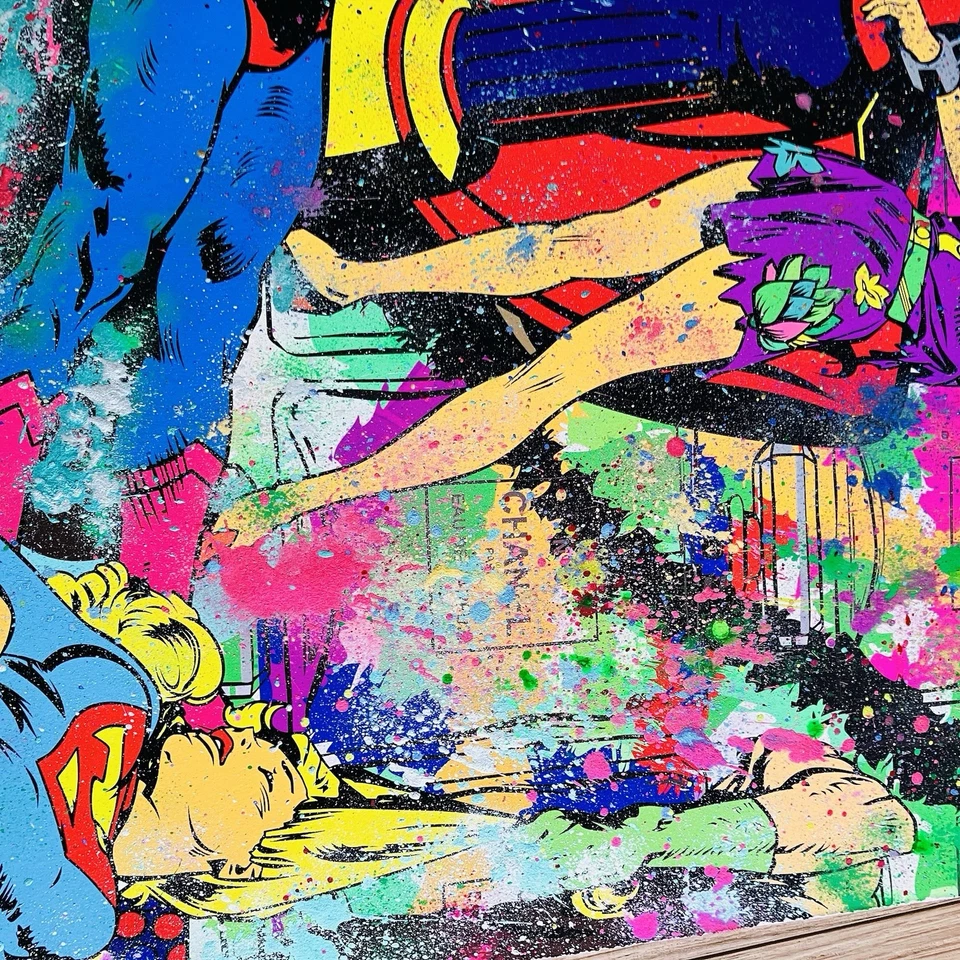 Arte callejero original pintura mixta sobre papel arte Mr Clever impresión artística 24x24 Foto 3 de 4