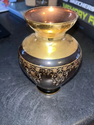 Vintage Vecchia Murano Amathyst Art Glass Vase 5”