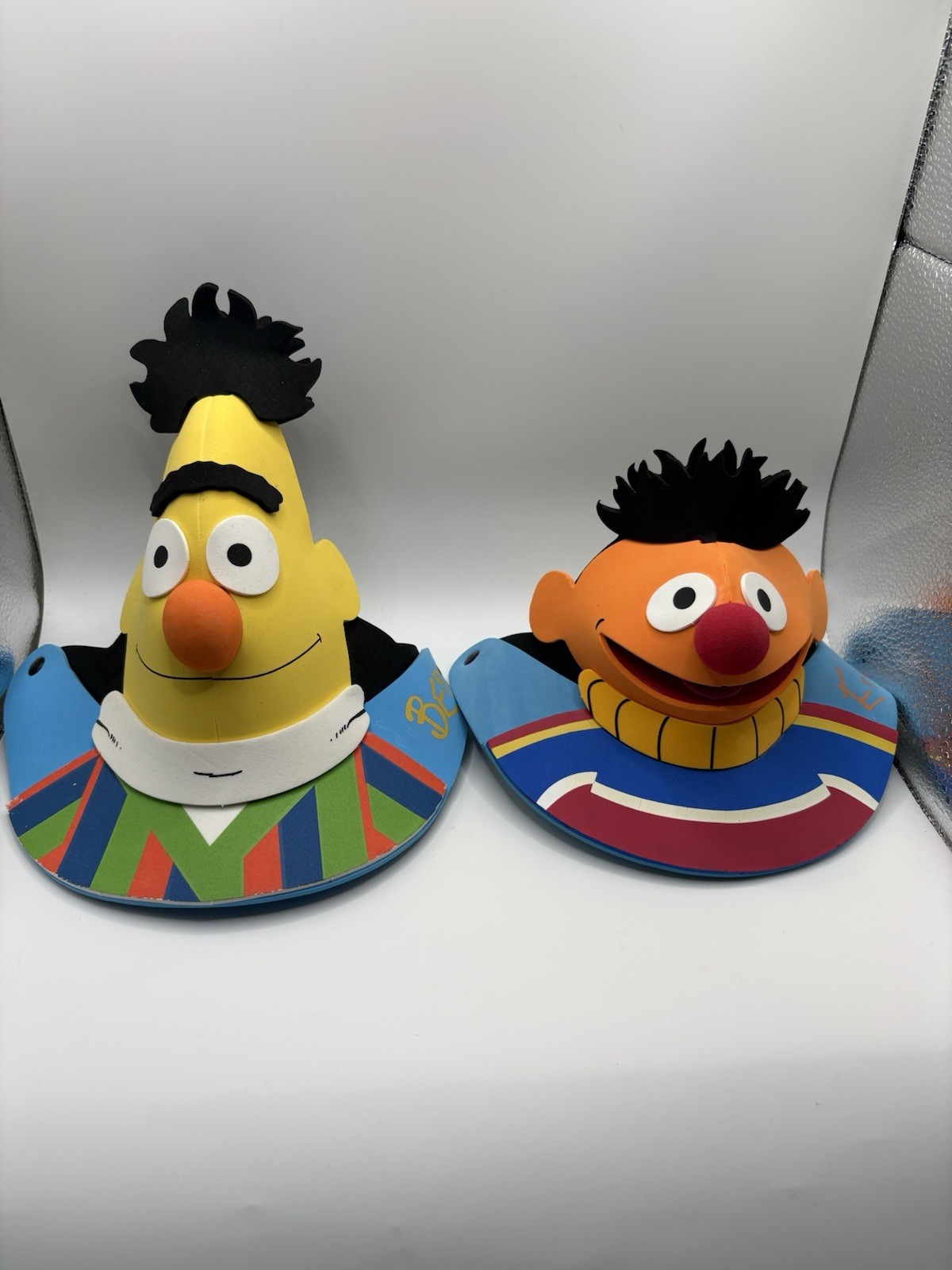 Vintage Sesame Street Bert & Ernie 3D Foam Character Hats Lot of 2 EUC