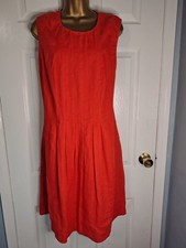 Hobbs London Orange Linen Cotton Dress Size 18 Fit & Flare Occasion Summer Midi