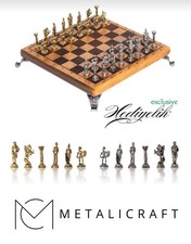 Metalicraft MC59 Byzantine Figurine Handmade Metal Chess Set with Beech Wood Che