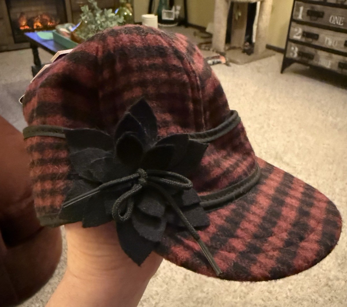 Stormy Kromer Petal Pusher Cap 7 1/8 Red Black Plaid Wool Winter Ear Flap Hat Women main image 3