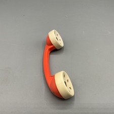 VTG MCM Plastic Celluloid Baby Rattle, Telephone, Red W Dots Mini Shelf