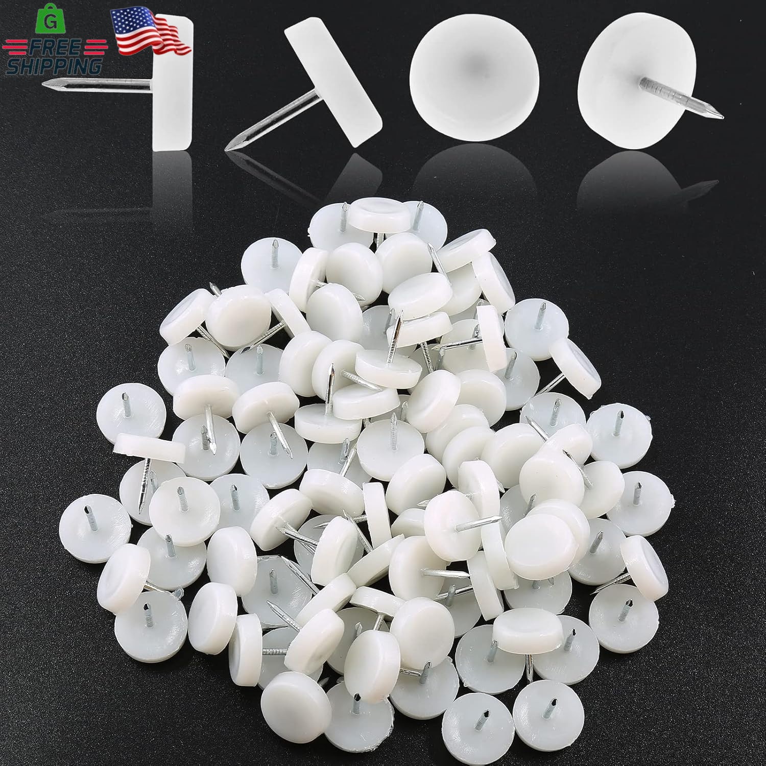 Glides For Wood Floors, White