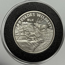 1992 Nevada’s Wildlife Elk Rare MR Coin 2 Troy Oz .999 Fine Silver Round Medal 109.65 per troy oz