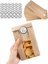 Bake Choice 50 PCS Small Cookie Bags with Seal, 3.5"x 2.3"x7.5" Kraft Brown Pape
