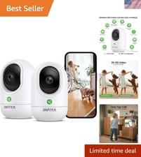 2-Pack 2K Security Camera with 360° Coverage for Home Monitoring - Alexa Comp...