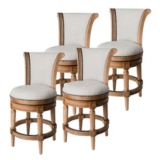 Maven Lane Pullman Swivel Stool Weathered Oak, Counter Height,Open Box (4 Pack)