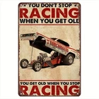 Vintage Drag Racing Tin Metal Signs 8x12 Inches, Retro Wall Art Decor, Silve